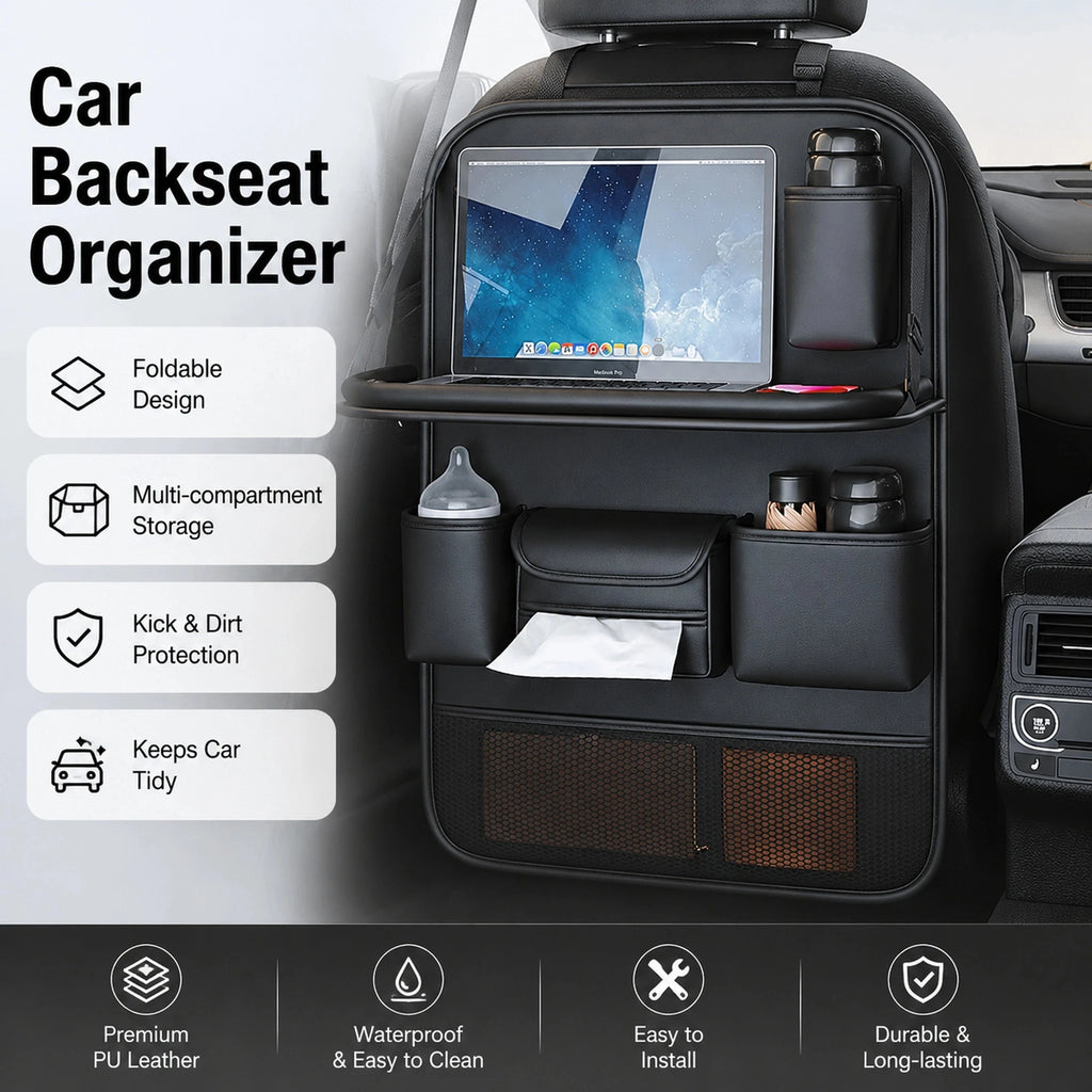 Premium Backseat Organizer with Folding Tray