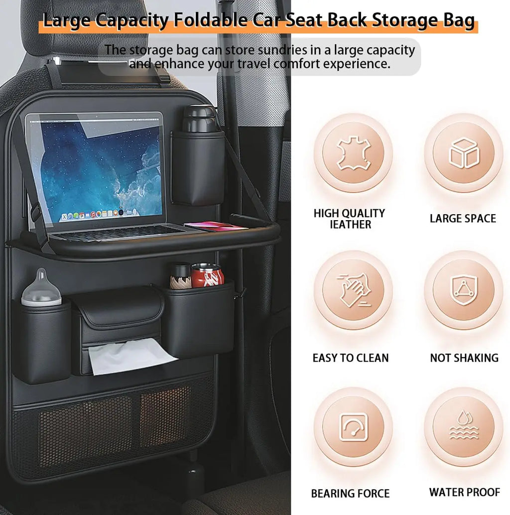 Premium Backseat Organizer with Folding Tray