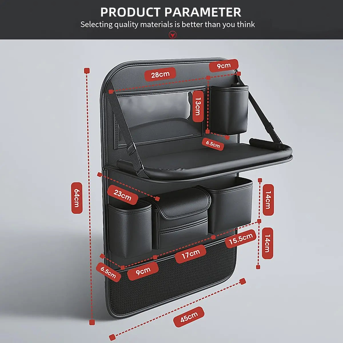 Premium Backseat Organizer with Folding Tray